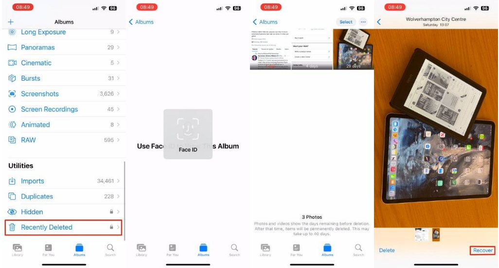 长安苹果14维修分享 iPhone14 上恢复已删除的照片 