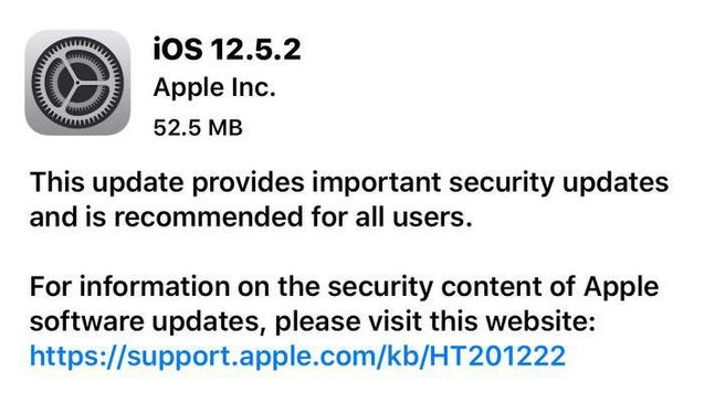 长安苹果手机维修分享iOS12.5.2发布，建议所有老苹果用户安装 